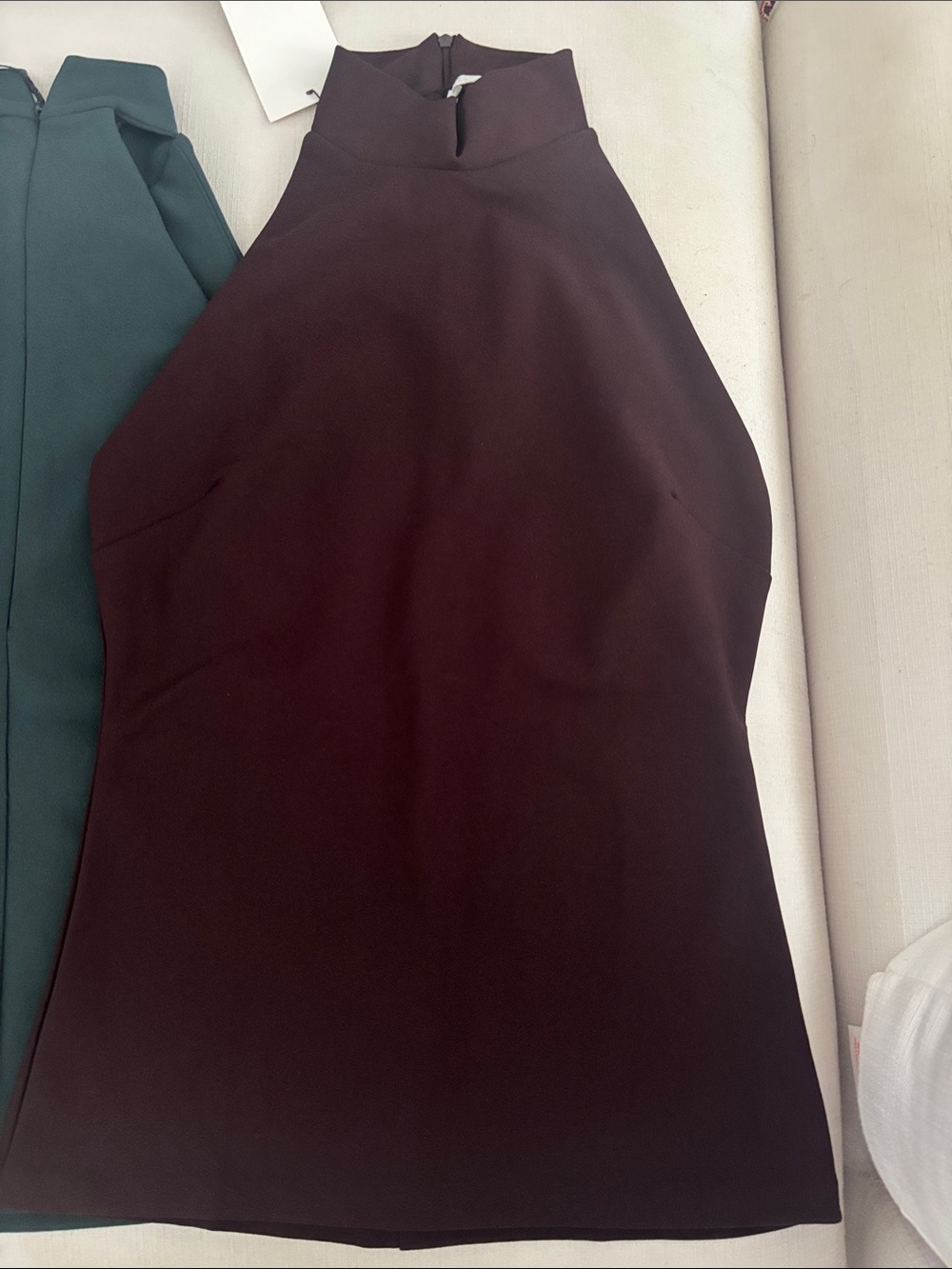 Zara Sleeveless Mock Neck Dress in Deep Burgundy